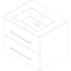 Fackelmann Einzelwaschtisch B.Perfekt, 60 cm, Weiß Hochglanz mit 2 Schubladen.