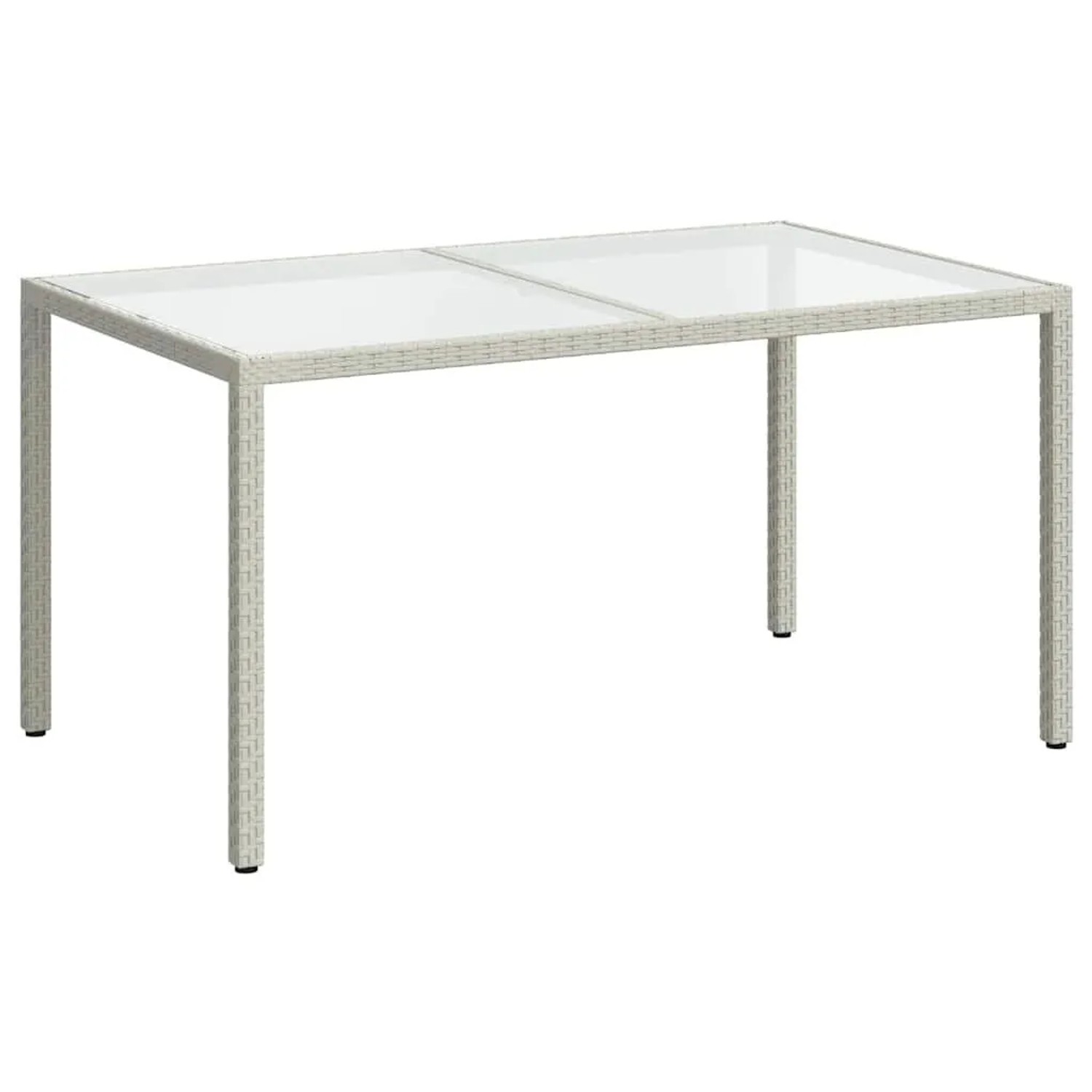 Furnicato Gartentisch 150x90x75 Cm Gehärtetes Glas Poly Rattan Weiß