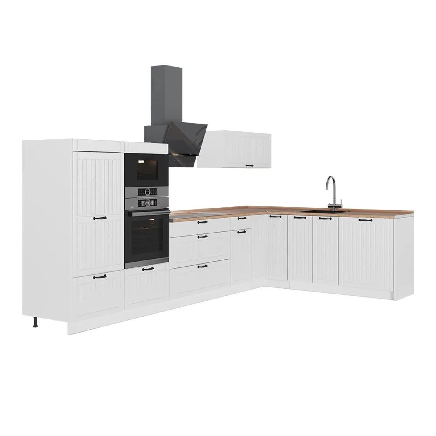 Vicco Eckküche Fame-Line Weiß Landhaus/Weiß 347 x 154 AP Eiche Art Nr 63650
