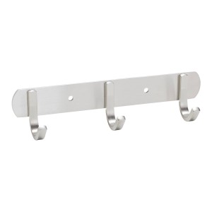 SOTECH SAMU Hakenleiste aus gebürstetem Edelstahl mit 3 Haken. Moderne Garderobenleiste für Kleidung und Schlüssel.