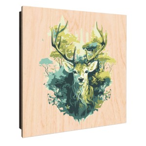 Banjado Schlüsselkasten mit Waldhirsch-Motiv, 30x30cm, Holz/Metall, 50 Haken.