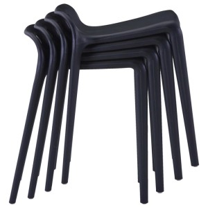 Stapelbare, schwarze Hocker (4 Stk.) aus Kunststoff von vidaXL. Praktisch und platzsparend.