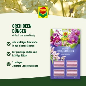 Compo Düngestäbchen für Orchideen, 20 Stück, für eine einfache und langanhaltende Nährstoffversorgung.