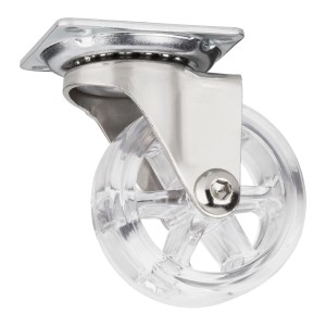 SOTECH Lenkrolle RAPID mit transparentem 50 mm Rad und verzinktem Gehäuse, belastbar bis 35 kg.