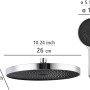 Wenko Duschsystem Softwater Chrom: Regendusche und Handbrause mit Maßangaben.