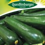 Samenpackung Quedlinburger Zucchini 'Tristan', dunkelgrüne, längliche Früchte.