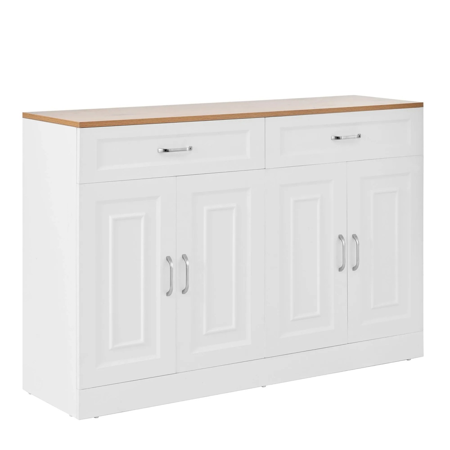 okwish Sideboard mit Regalen Wohnzimmer 120x35x80cm Weiß