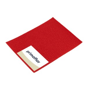 Musterstück: Roter Primaflor Eventteppich Podium. Flachfilz Teppichboden für Events und Messen.