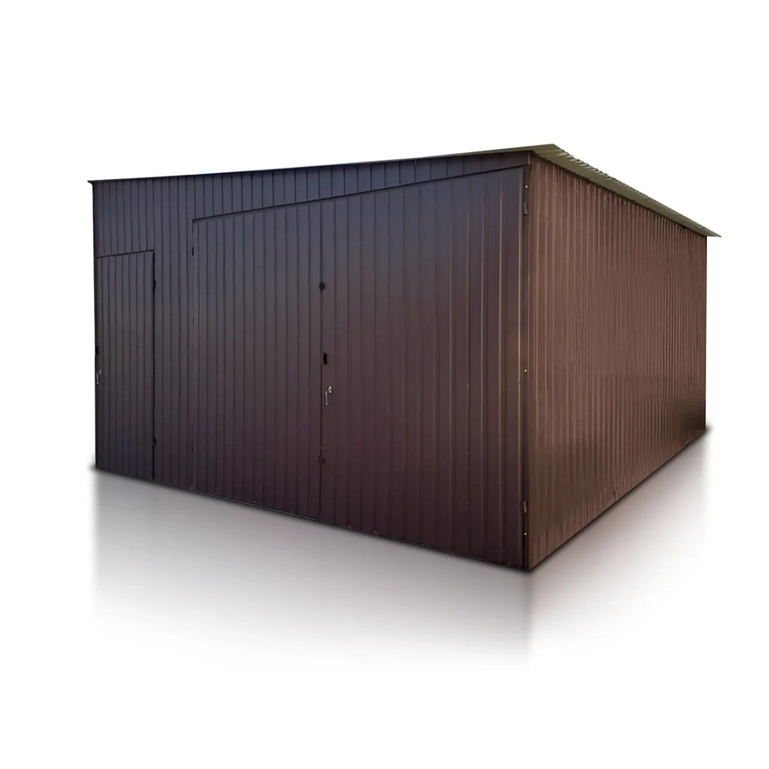 Liderstal Einzelgarage Basic aus Blech 400 x 500 cm Pultdach Doppelflügeltor Dunkelbraun