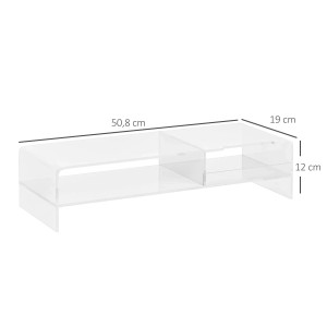 HOMCOM Monitorständer aus Acryl mit Staufach für Monitore bis 24 Zoll.