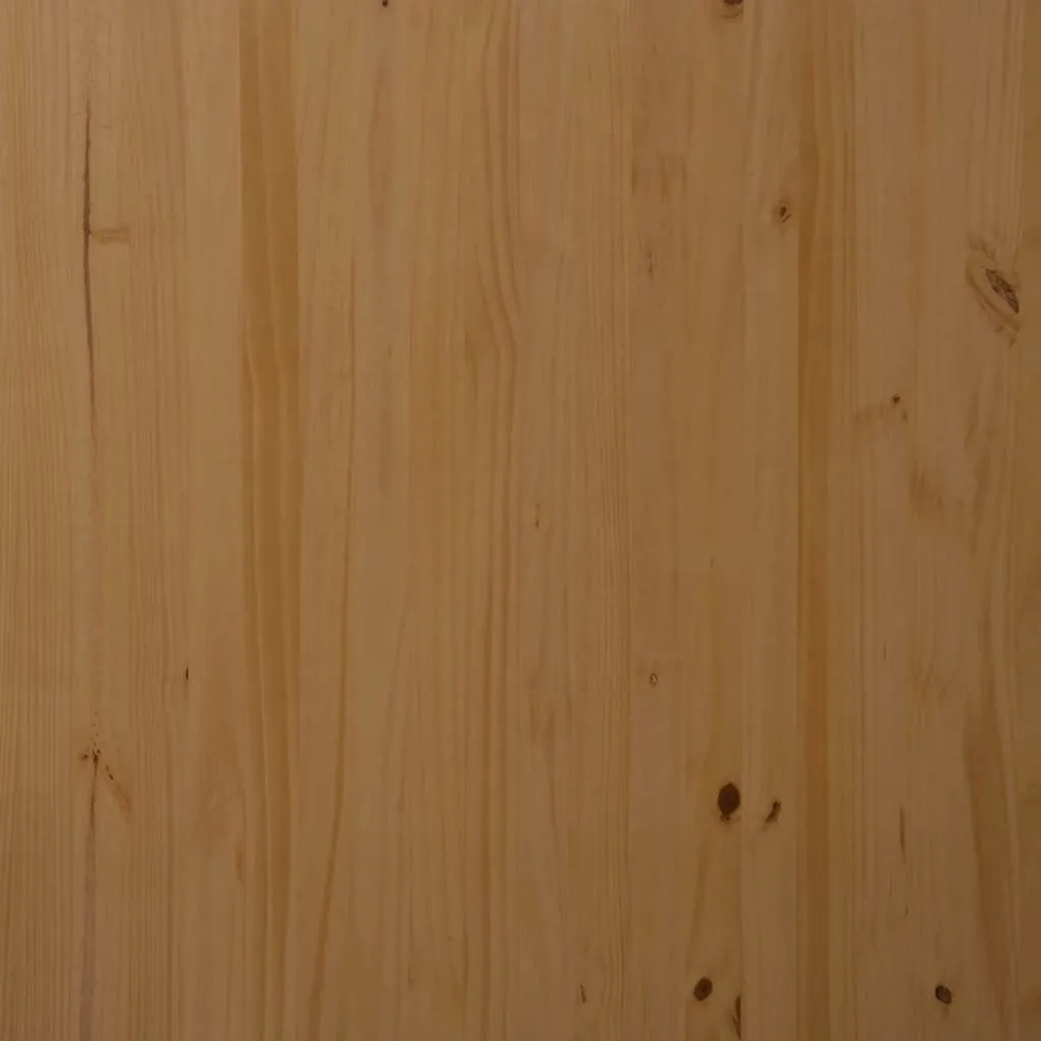 Detailansicht von honigbraunem Kiefernholz mit Maserung und Ästen, Material des vidaXL Rollschranks.