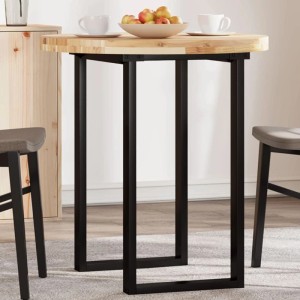 Runde Tischplatte aus unbehandeltem Akazien-Massivholz, Ø 70 cm, auf schwarzen Metallbeinen. Ideal für Esstische.