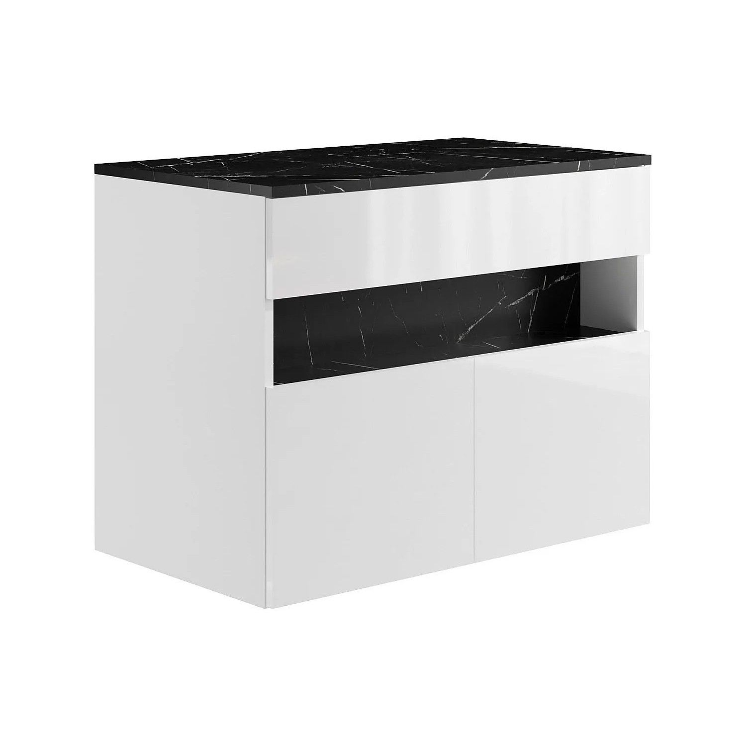 Vente-unique Waschbeckenunterschrank Pogeza Schwarz  Weiß 80 cm