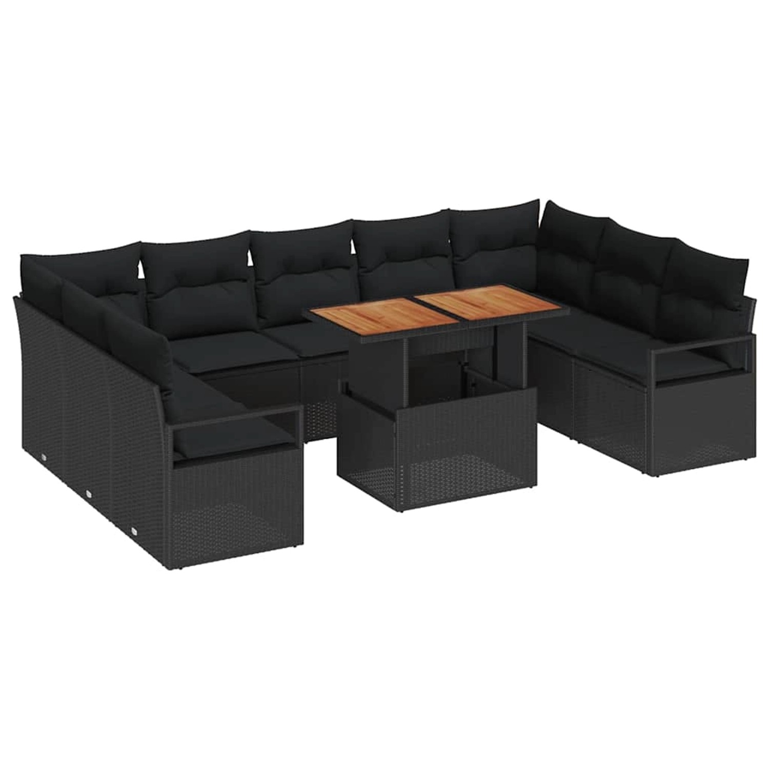 vidaXL Garten-Sofa-Set mit Speicher 10-Tlg Schwarz Poly Rattan 3358494 günstig online kaufen