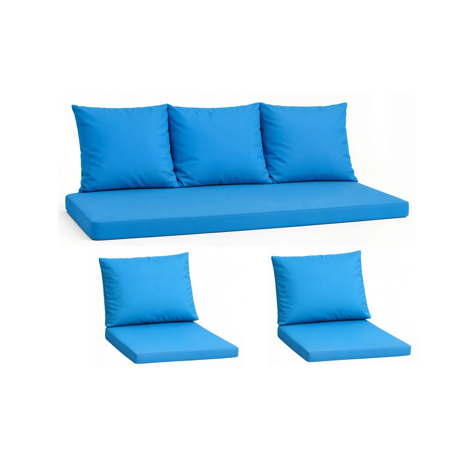 Setgarden Komfort Set Gartenloungekissen aus Technorattan-Möbel Kissen für Sofa 140x50 cm + Sessel 1tlg Blau