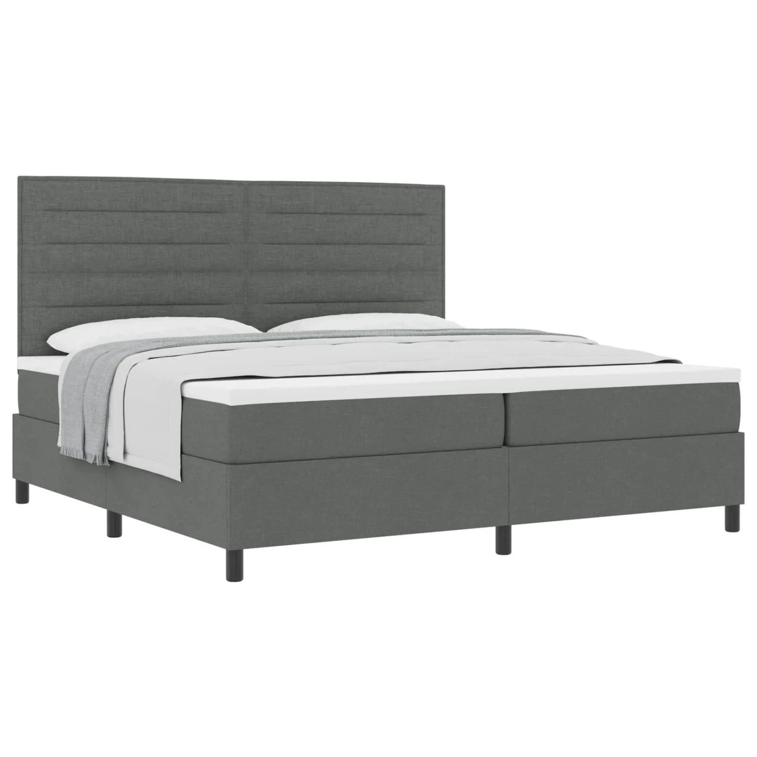 vidaXL Boxspringbett mit Matratze Dunkelgrau 200 x 200 cm Stoff 3339337