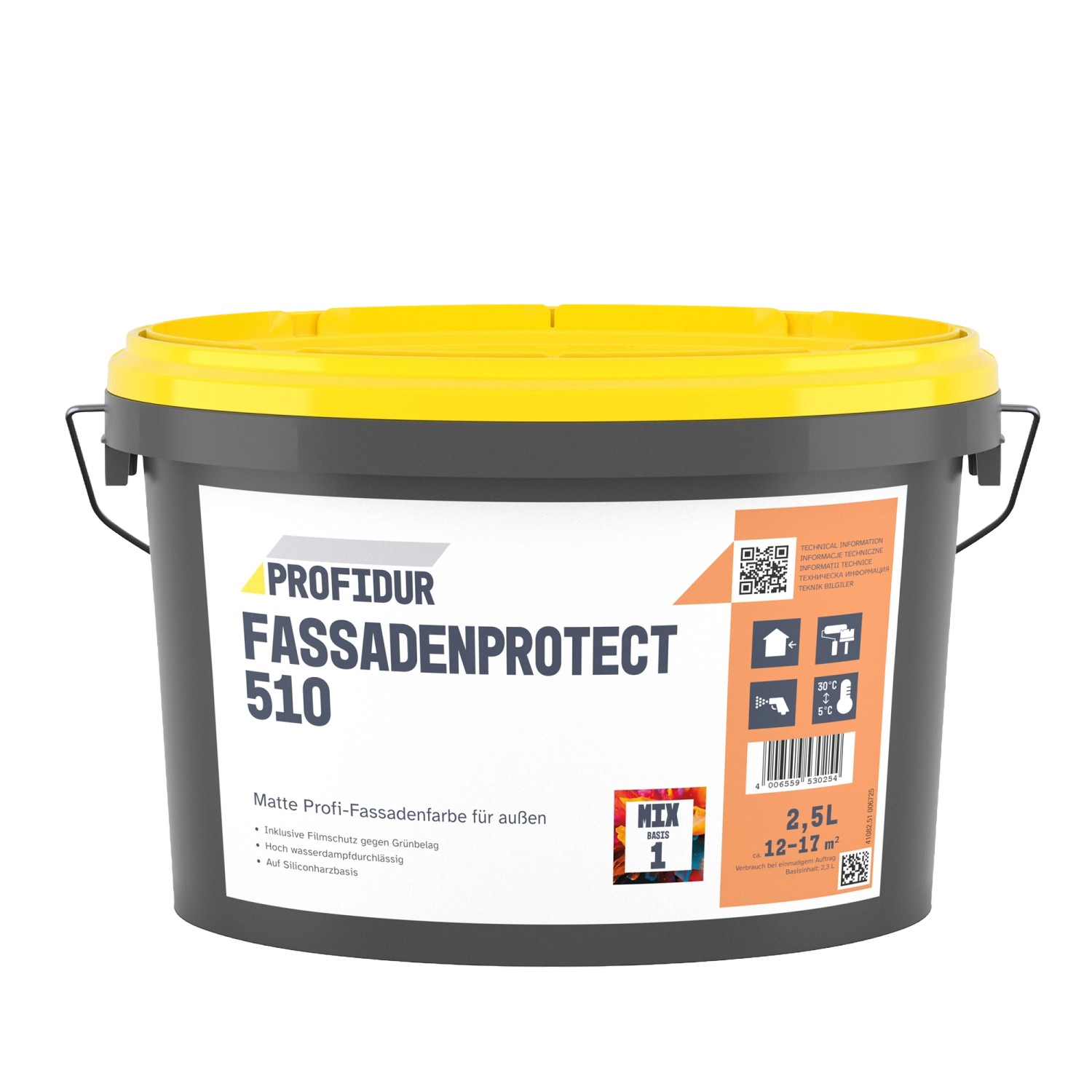 Profidur Fassadenprotect 510 Mix Basis 1 Weiß 2,5 l