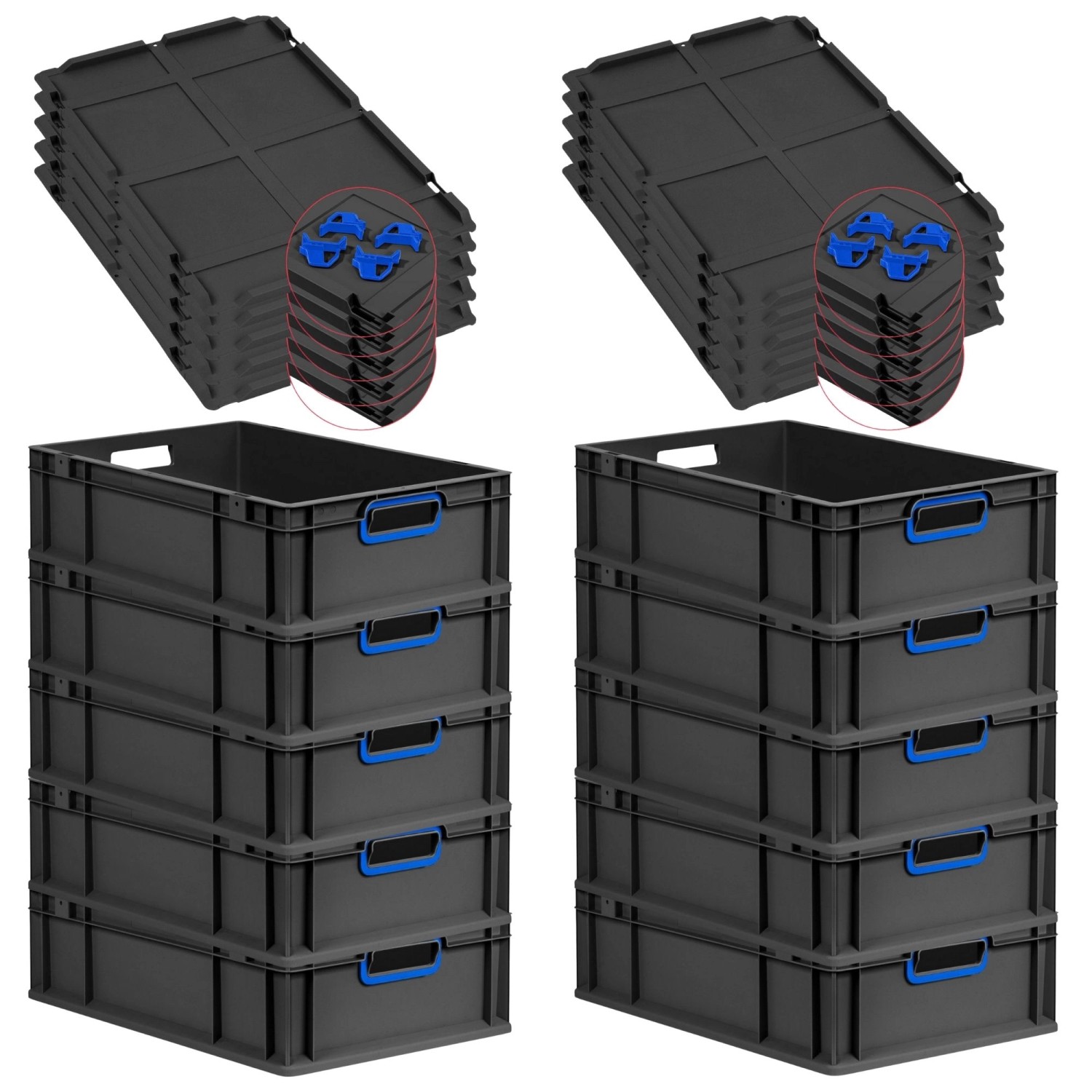 PROREGAL SparSet 10x Eurobox Nextgen Color Mit Auflagedeckel HxBxT 17x40x60 günstig online kaufen
