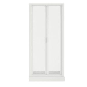 Weiße Forte Nischendusche Domino mit Schiebetür für Badezimmer, 83-88 cm breit.