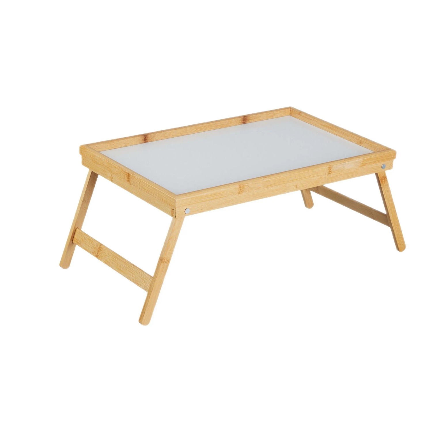 Relaxdays Betttablett Bambus MDF Natur Weiß Klappbar 23,5 cm x 63 cm x 31 cm 1 kg