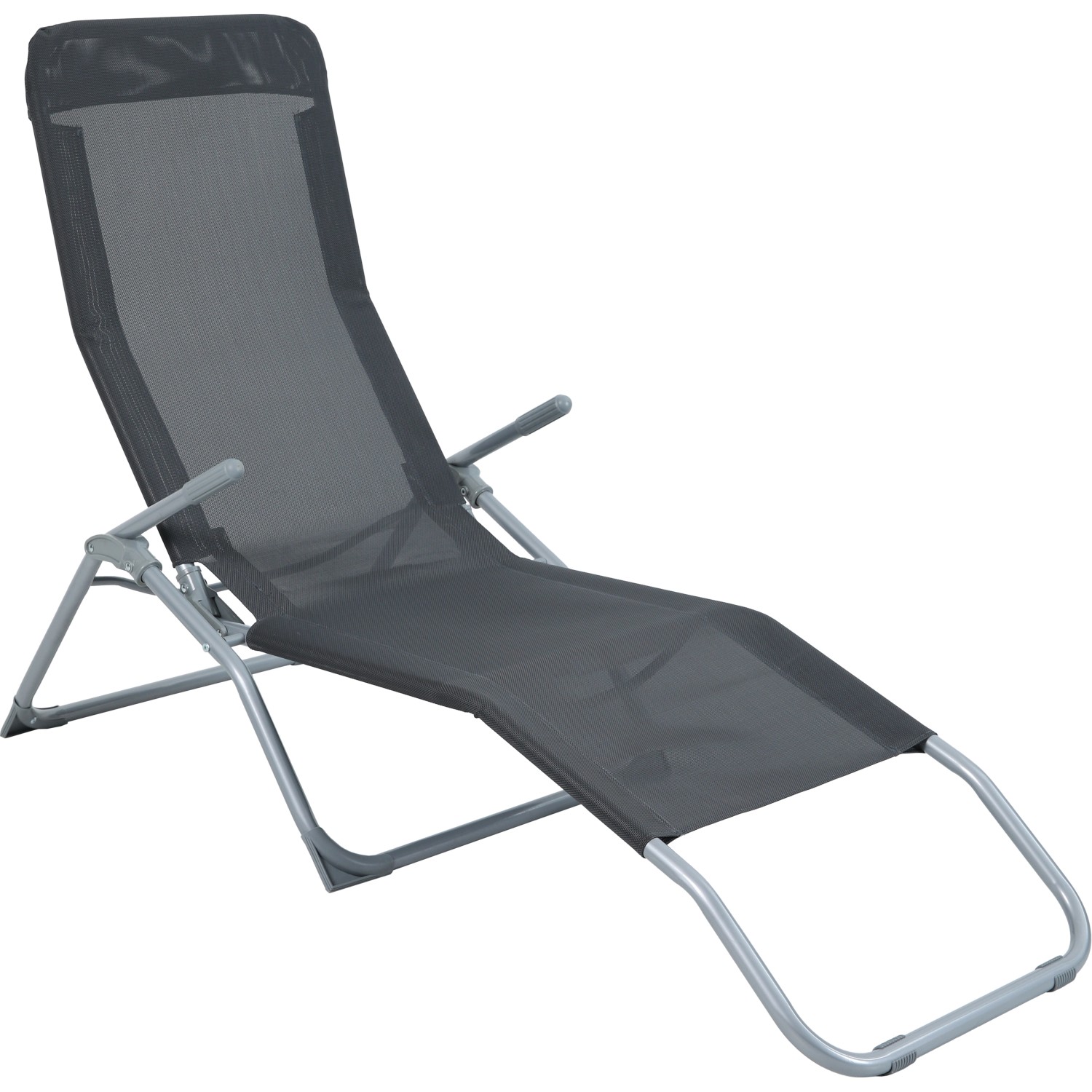 Sonnenliege Pando klappbar 141 cm x 61 cm x 57-95 cm Anthrazit günstig online kaufen