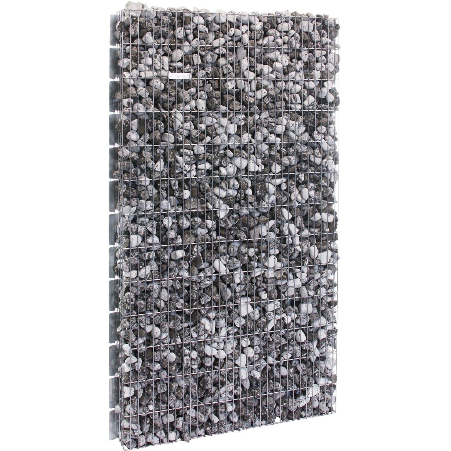 Bellissa Lärmschutz-Gabione, gefüllt mit grauen Steinen, für Garten, Terrasse oder als Sichtschutz.