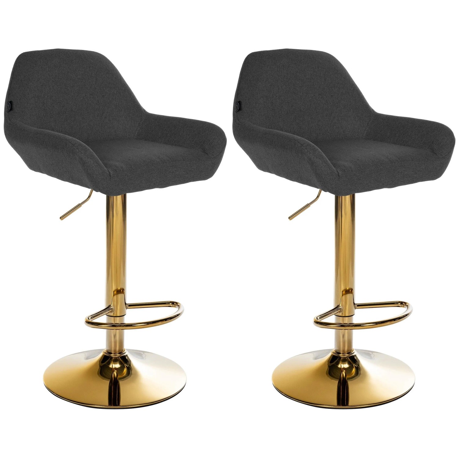 CLP 2er Set Barhocker Braga Gold Stoff Schwarz