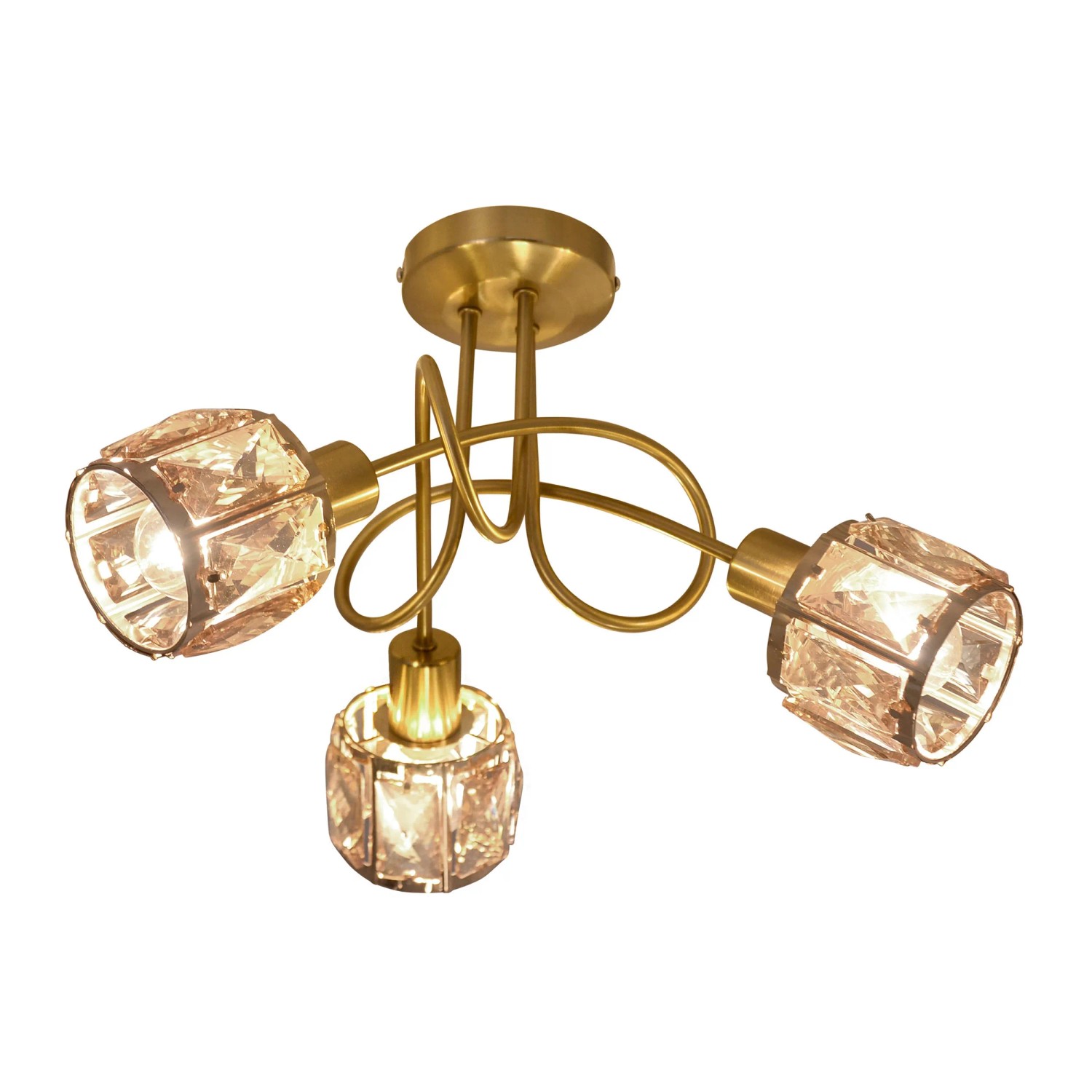 Goldene Näve LED-Deckenleuchte Josefa, 3-flammig, abstraktes Design mit klaren Lampenschirmen.