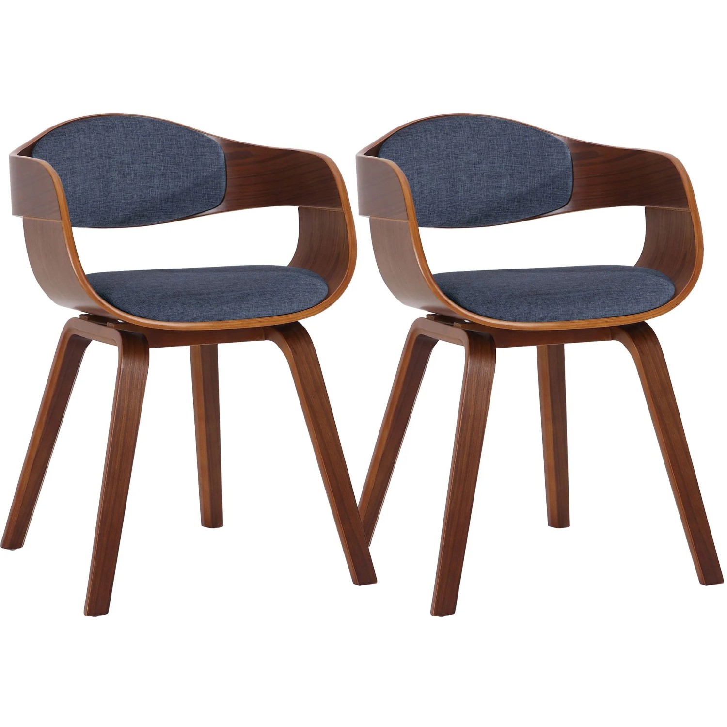 CLP 2er Set Stühle Kingston Stoff Walnuss/Blau