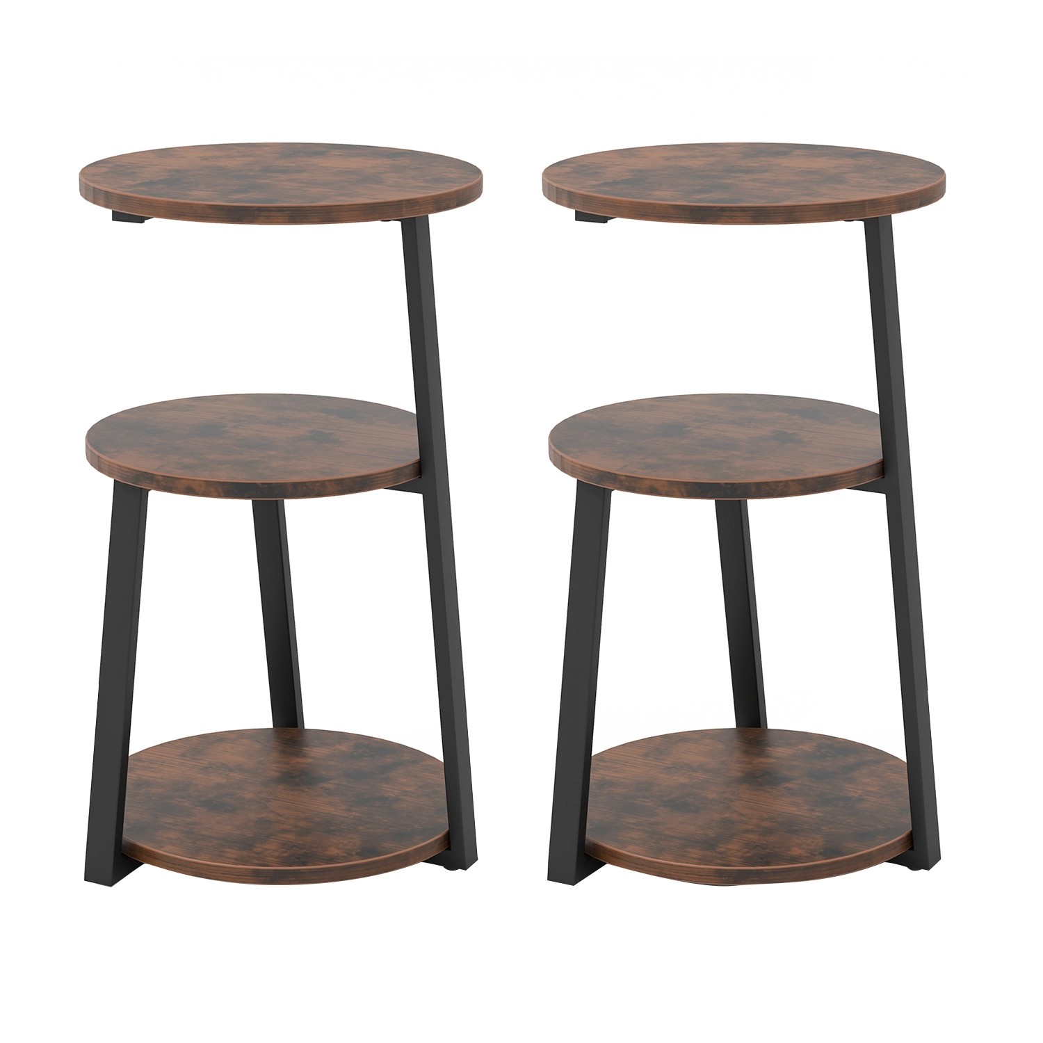 Costway Beistelltisch mit 3 Ebenen 2er Set 40,5 x 38 x 62 cm günstig online kaufen