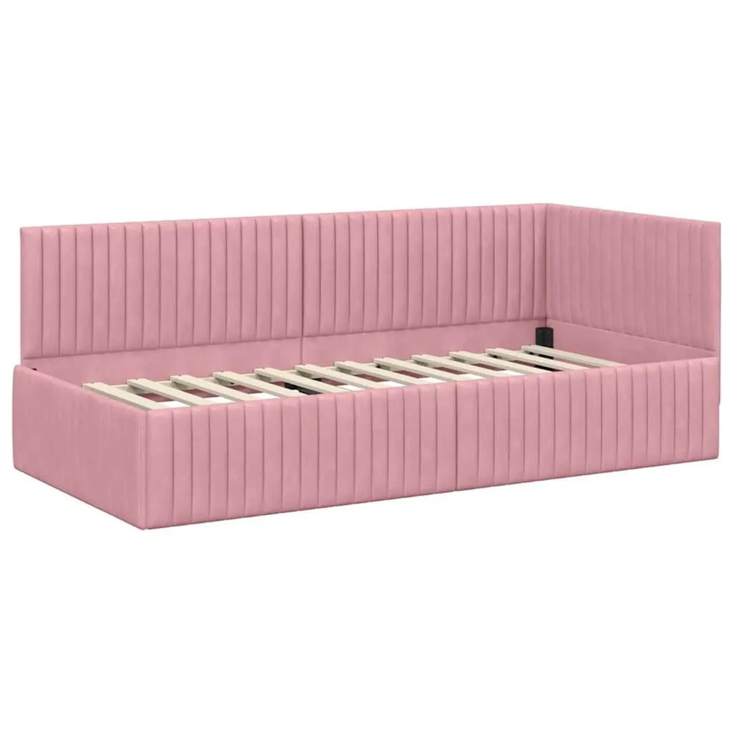 vidaXL Eckbettgestell mit Kopfteil Rosa 90 x 190 cm Samt 42016259