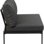 Greemotion Lounge-Set Rio, 3-tlg., Aluminium schwarz, mit grauen Kissen, Seitenansicht.