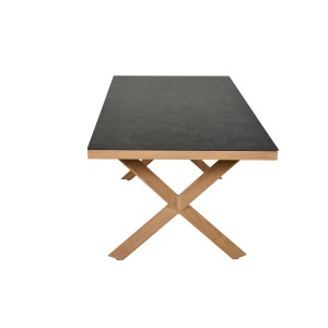 Rechteckiger Siena Garden Gartentisch aus Teakholz, 90x200 cm, mit modernem X-förmigen Untergestell.