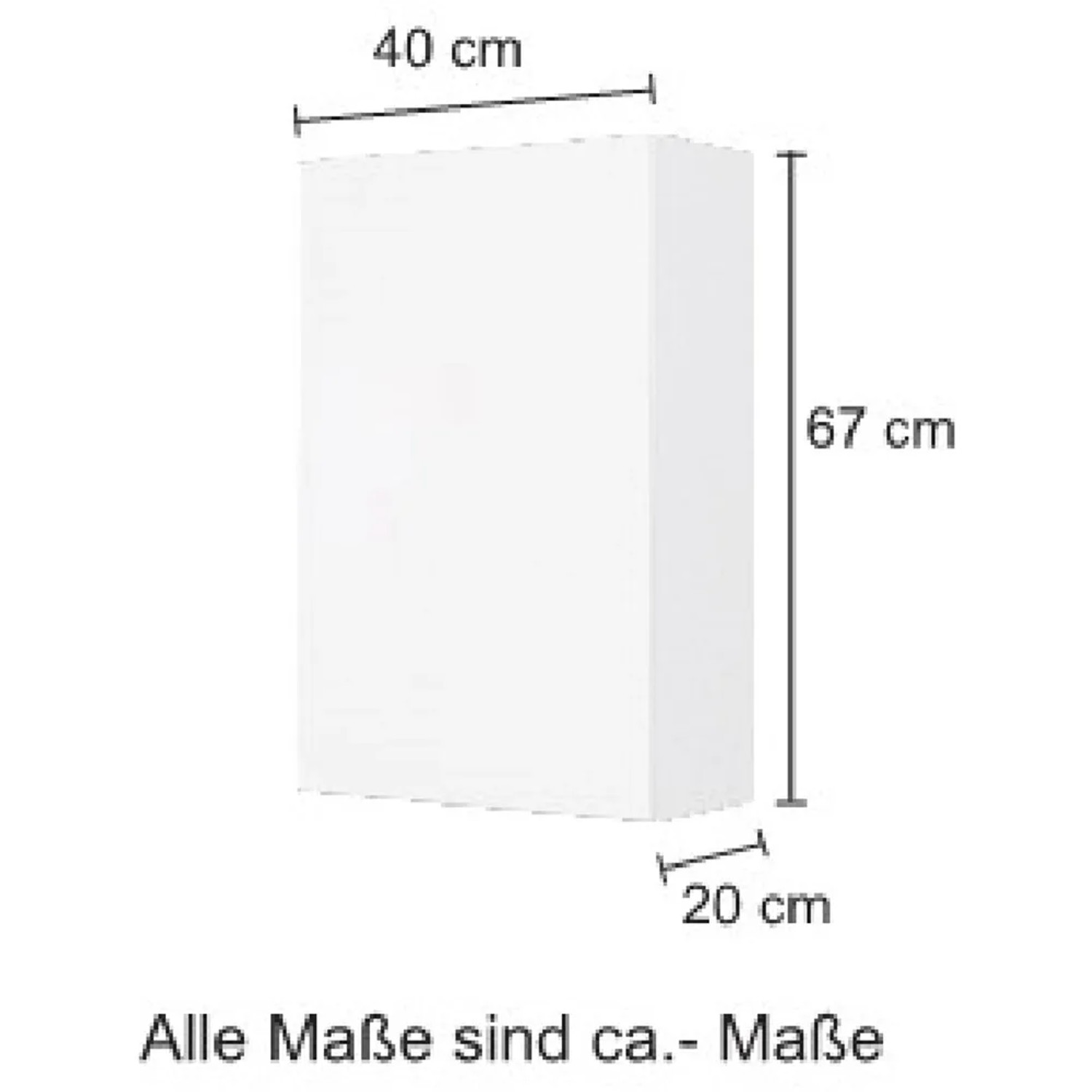 Held Möbel Hängeschrank Salerno, 40 cm, matt Weiß/Wotaneiche, Bad-Hängeschrank