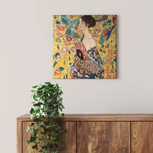 Bricoflor Art Nouveau Leinwandbild im Stil der 20er Jahre mit Frau und Pfau als Wandbild.