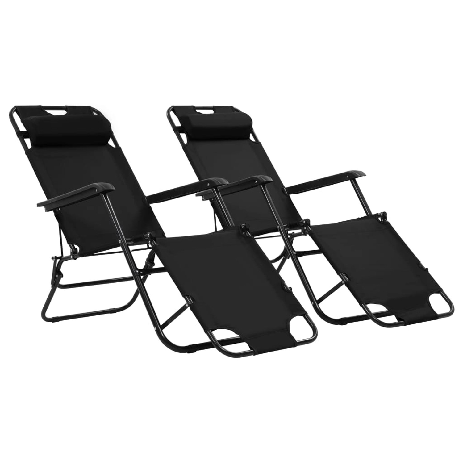 vidaXL Klappbare Sonnenliegen 2 Stk mit Fußablage Schwarz 44343
