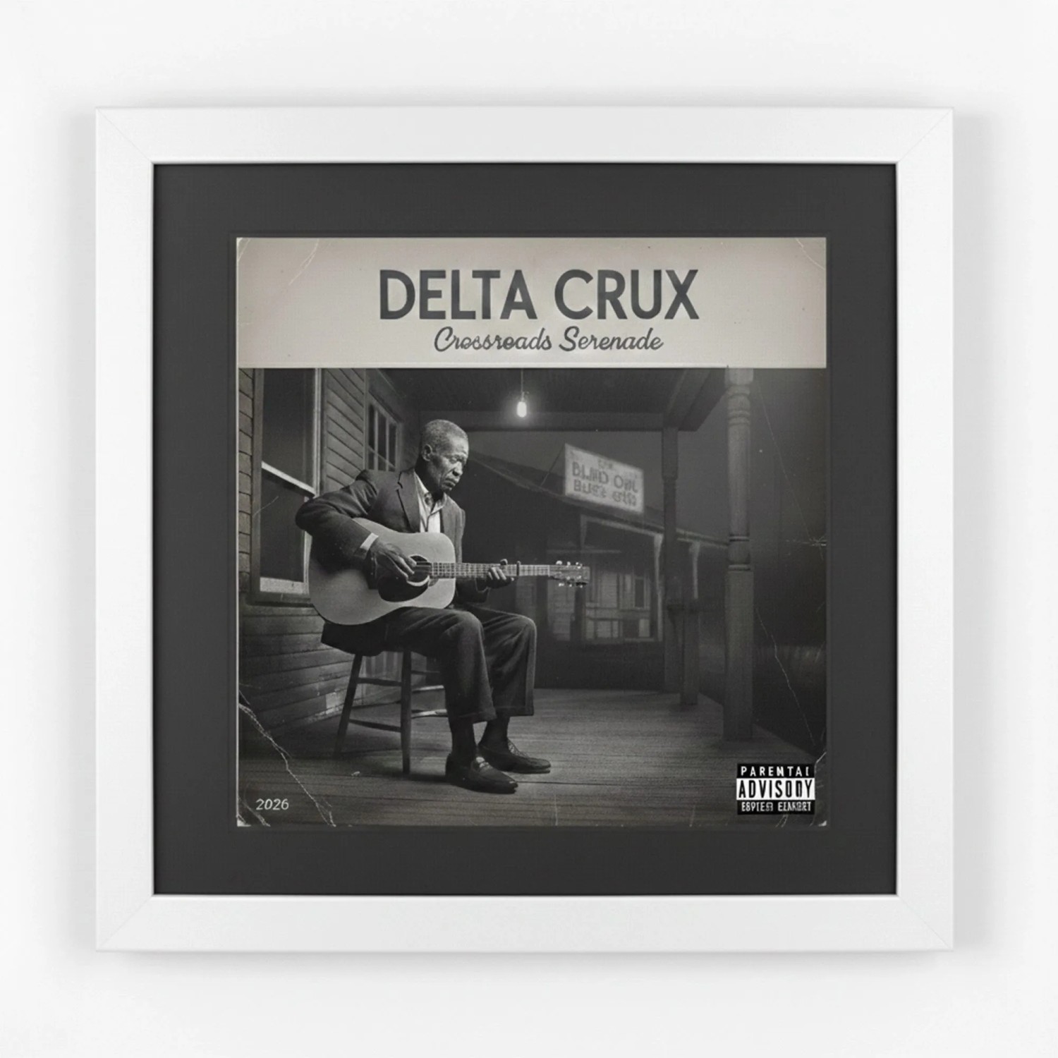 K-Möbel Schallplatten Rahmen Weiß 40x40cm mit Schwarzem Passepartout für das Cover