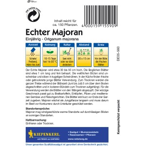 Kiepenkerl Majoran einjährig Samenpackung, Kräutersamen für Garten und Balkon.