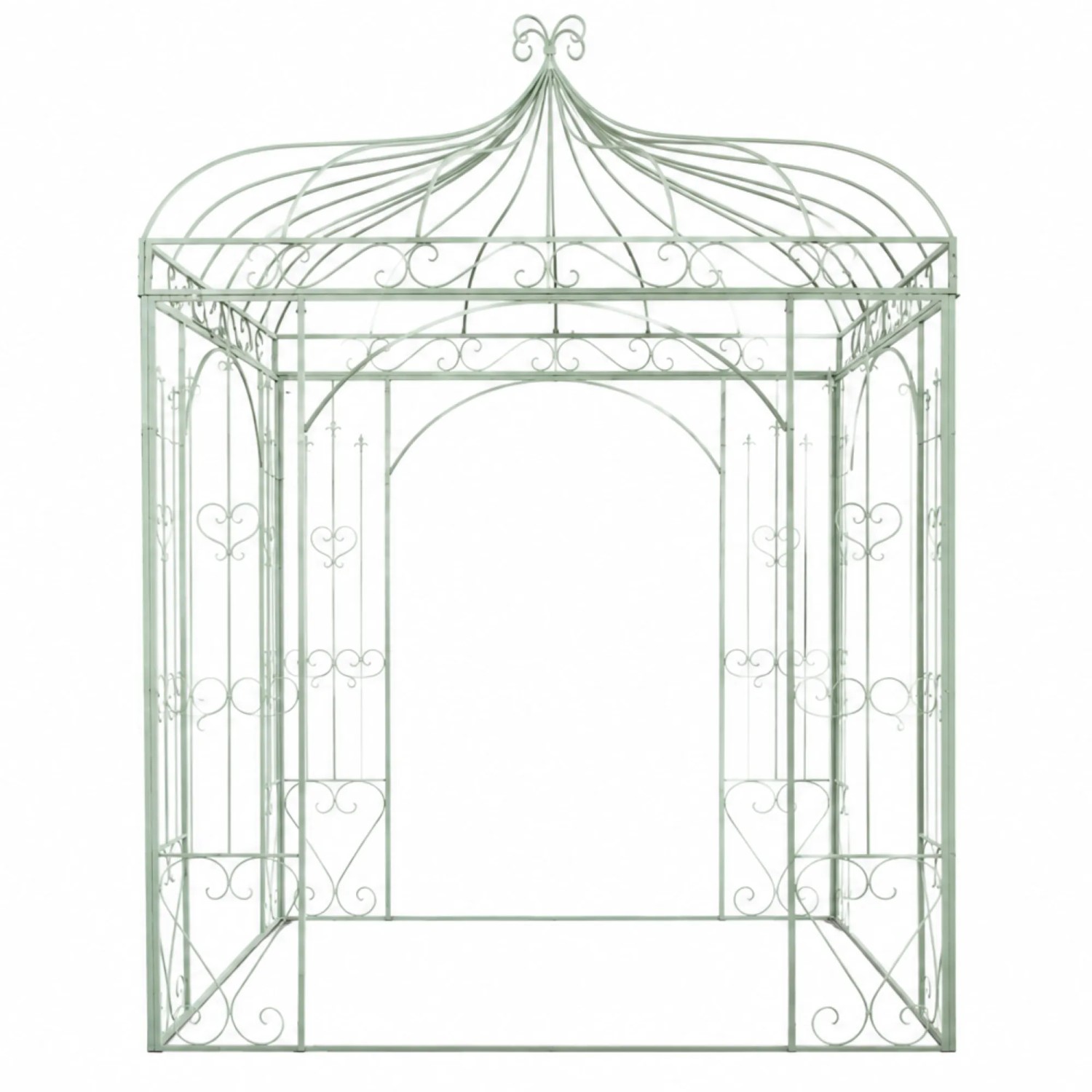DELUKE Pavillon MAJA mit Rankhilfe 202x202x305cm Metall Antik-Grün Gartenpavillon Zierpavillon Gartendeko