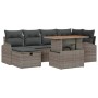 Graues 7-teiliges Garten-Sofa-Set aus Polyrattan mit Tisch für Terrasse und Garten.