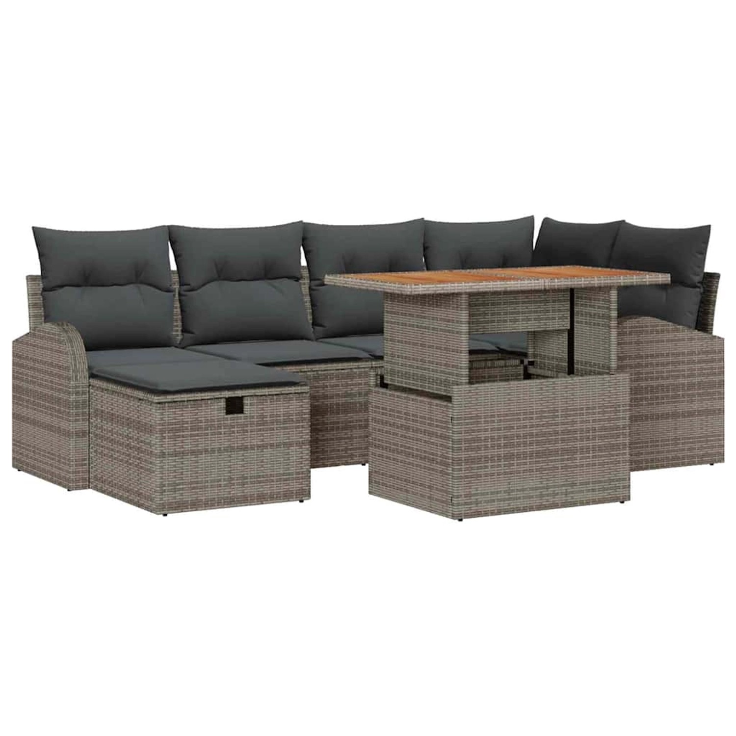 vidaXL Garten-Sofa-Set 7-Tlg Grau Poly Rattan 3361300 günstig online kaufen