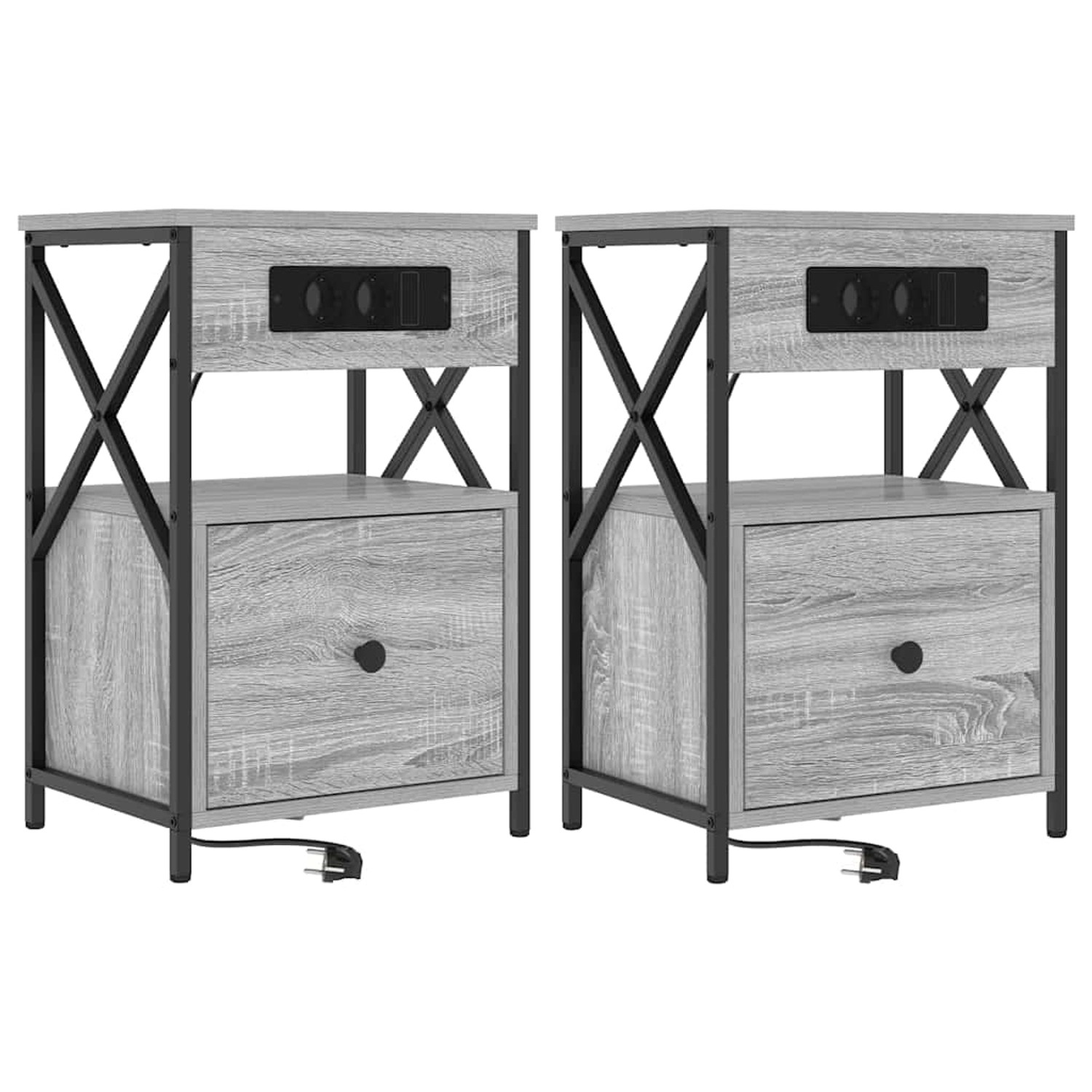 vidaXL Nachttisch 2 Stk Grau Sonoma 40 x 31 x 60 cm Holzwerkstoff 859497 günstig online kaufen