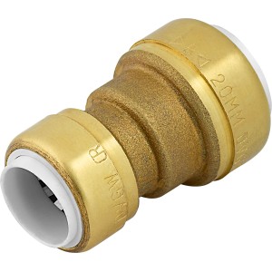 Steck-Reduzierungsmuffe aus Messing, 30 mm, für Rohre mit Ø 20 mm und 16 mm.