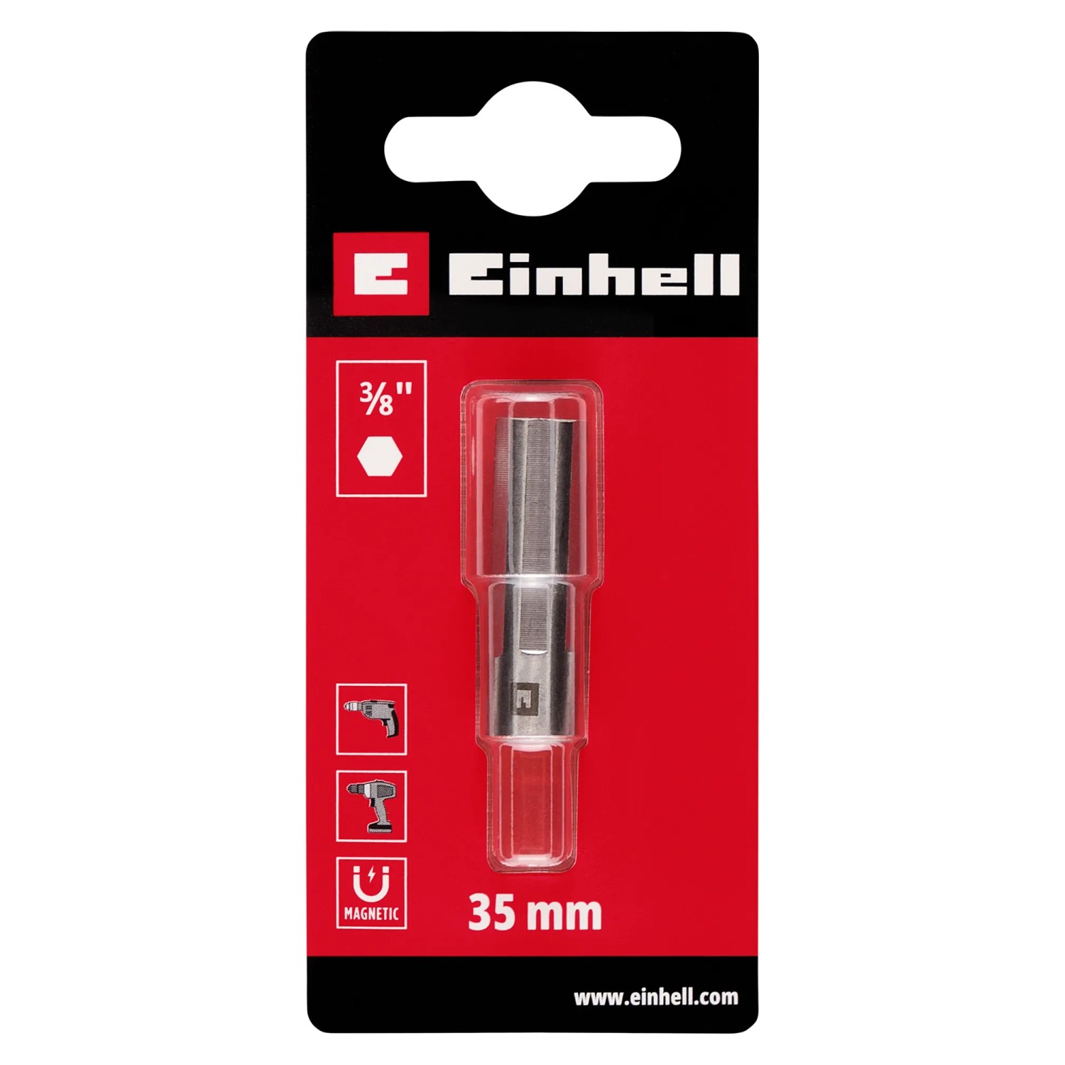 Einhell Bithalter, magnetisch, Edelstahl, 35mm, extra kurz für Schraubendreher und Akkuschrauber.