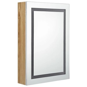 vidaXL LED-Spiegelschrank fürs Bad Weiß und Eichen-Optik 50x13x70 cm 326493