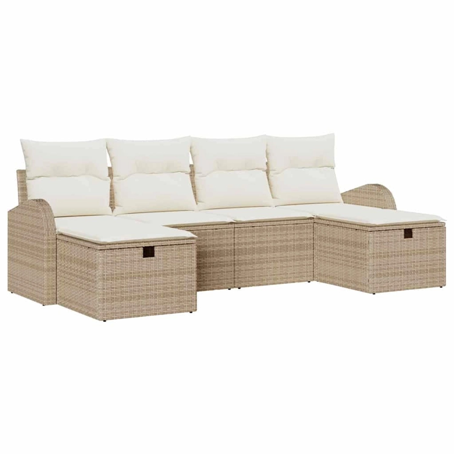 vidaXL Garten-Sofa-Set mit Kissen mit Speicher 6-Tlg Beige Poly Rattan 3360 günstig online kaufen