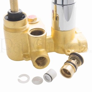 PaulGurkes Unterputz Duschsystem mit Thermostat, 40cm Regenbrause, Messing verchromt.