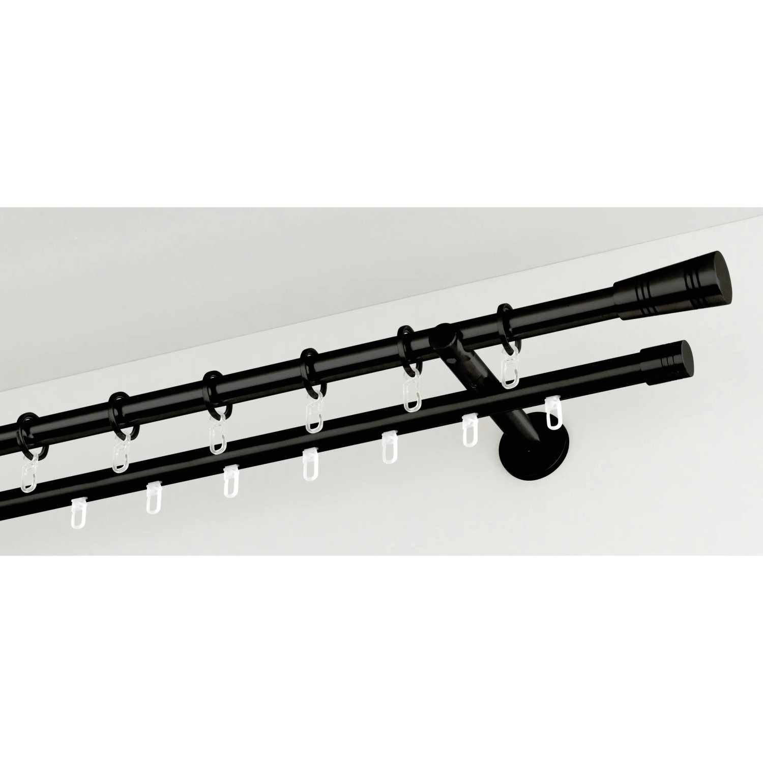 Gardinia Chicago Endstück Zylinder, 2er-Pack, schwarz, für 20 mm Stangen. Stilvolle Stilgarnitur Detail.