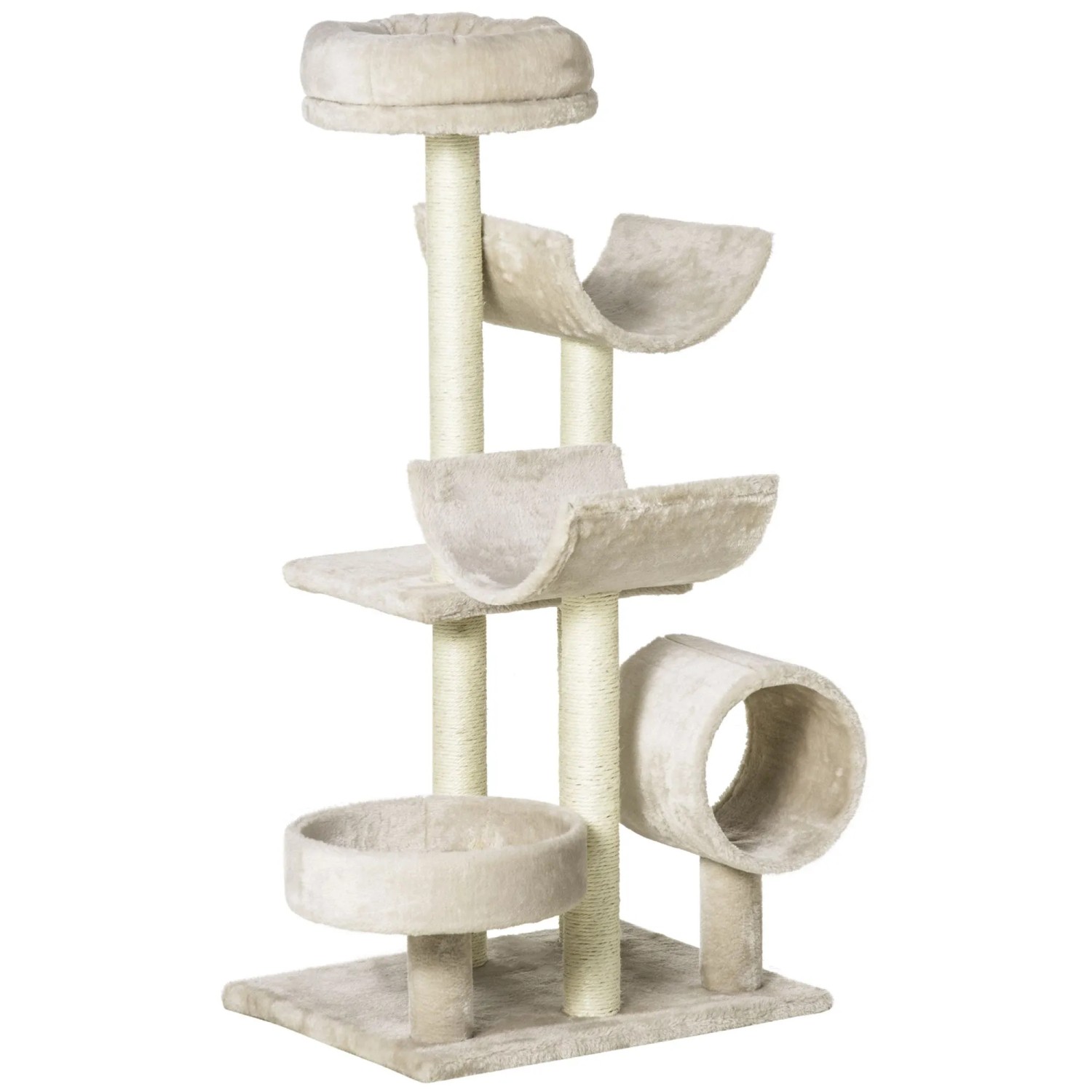 PawHut Katzenbaum Kletterbaum Kratzbaum Tunnel L50 x B40 x H105 cm