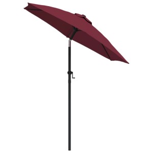 Burgunderroter vidaXL Sonnenschirm, 200x224 cm, aus Aluminium. Neigbar für optimalen Schatten.